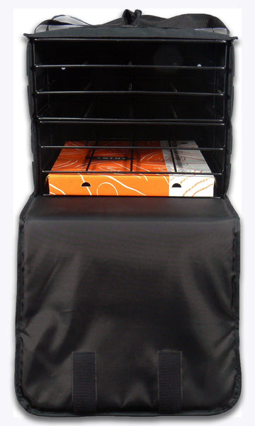 Pizza Bag to fit 6 Pizzas. Black with Reflector Tapes - BagMasters Australia
