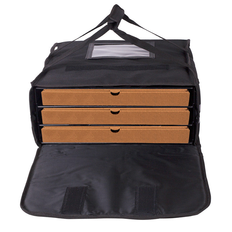 3 Box Pizza Bag (black with reflector tape)  Australian Manufactured - BagMasters Australia